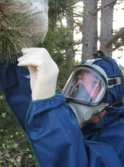 Attention, le port d'une combinaison, de gants, d'un masque et de lunettes de protection est plus que recommandé!